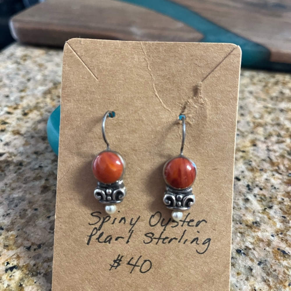 Spiny Oyster Sterling Silver Earrings